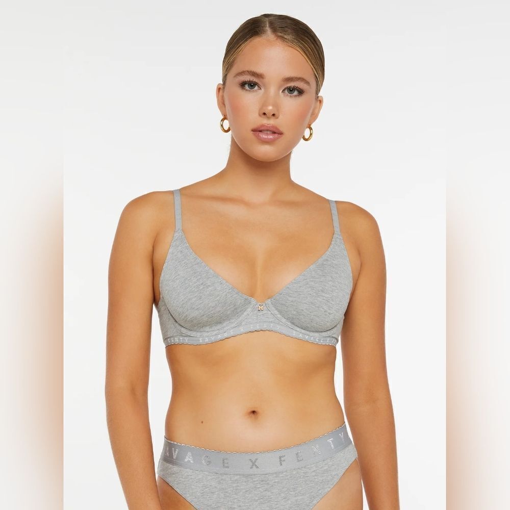 Savage X Cotton Unlined Bra Platinum Grey Size 36B in Grey NWT and in packaging